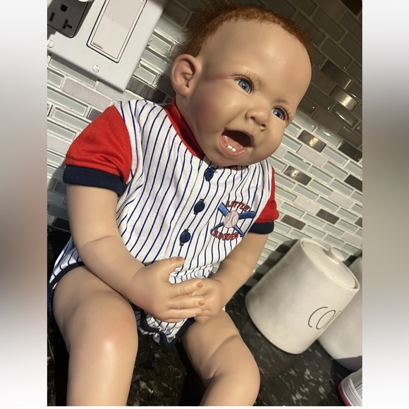 Ashton Drake Michael Little Slugger Silicone Reborn Weighted Baby Doll - Picture 3 of 11